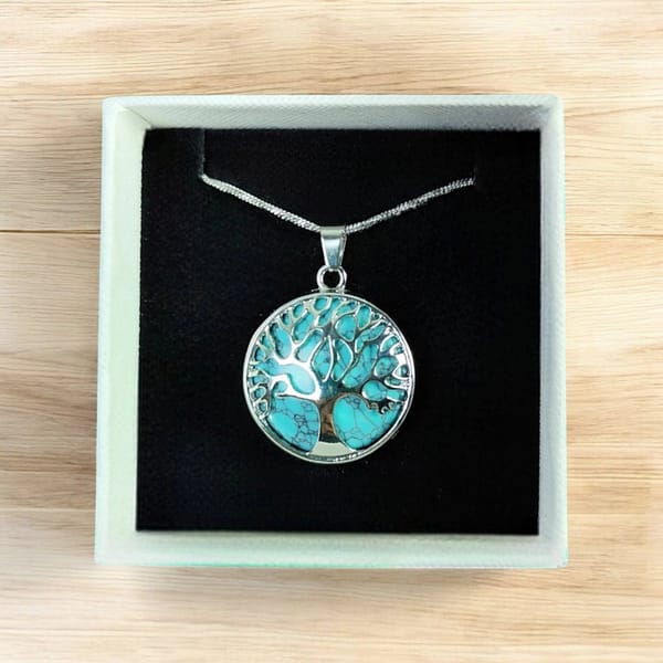 collar arbol de la ida con turquesa